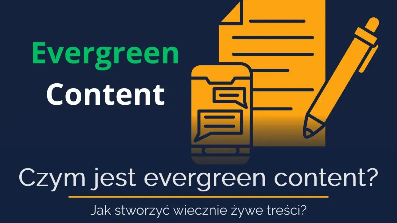 Evergreen content: jak tworzyć treści, które zawsze są aktualne? Ikony dokumentu, telefonu i długopisu.