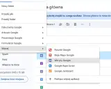 Tworzenie witryny Google jest łatwe. Menu pokazuje opcje, w tym "Witryny Google", do tworzenia stron.