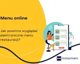 Grafika pokazuje, jak dodać menu na FB. Kobieta przegląda elektroniczne menu restauracji na telefonie.