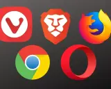 Ikony popularnych przeglądarek internetowych: Vivaldi, Brave, Firefox, Chrome i Opera.