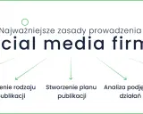 Kluczowe zasady jak prowadzić social media firmy: określenie grupy docelowej, ustalenie rodzaju publikacji, stworzenie planu, analiza działań i reagowanie na aktywność.