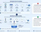 Omnichannel co to? Porównanie sprzedaży multichannnel (niezależne kanały) i omnichannel (zintegrowane kanały) dla spójnego doświadczenia klienta.