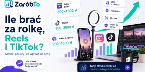 Ile wyświetleń na TikToku to dużo? Grafika pokazuje stawki za rolki, Reels i TikToka, od 300 do 4500 zł.