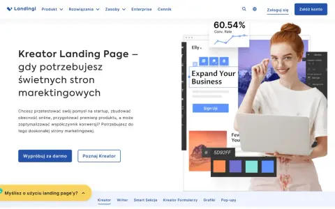 Kreator landing page z interfejsem do tworzenia stron marketingowych. Zobacz, jak łatwo zbudować swoją obecność online.