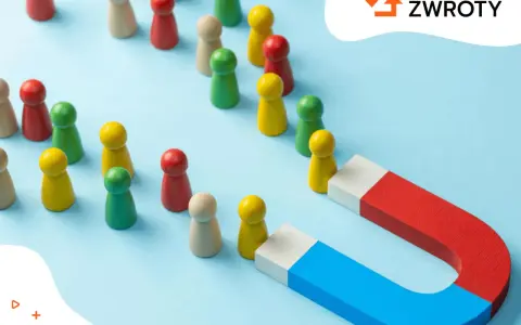 Magnes przyciąga drewniane pionki, symbolizując segmentację klientów i skuteczne docieranie do grup docelowych.