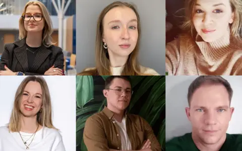 Kobiety i mężczyźni, w tym polska influencerka, prezentują się na zdjęciach.