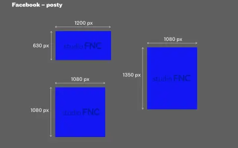 Wymiary zdjęć na FB: poziome 1200x630 px, kwadratowe 1080x1080 px, pionowe 1080x1350 px.