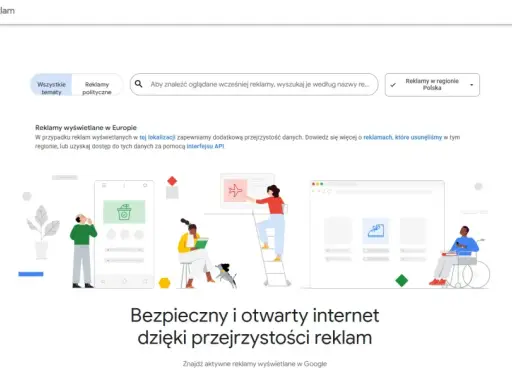 Google Centrum przejrzystości reklam. Dowiedz się, jak sprawdzić reklamy na Facebooku, szukając ich według nazwy lub regionu.