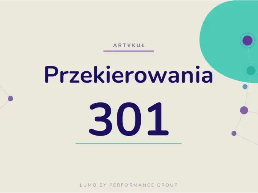 Artykuł o przekierowaniu 301 w pliku htaccess. Grafika z elementami sieciowymi.