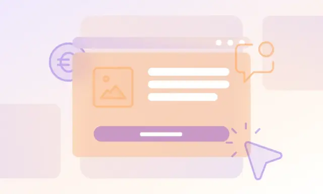 Grafika ilustruje okno dialogowe z ikoną obrazu, tekstem i przyciskiem, symbolizując reklamę online. Zastanawiasz się, cpc co to? To koszt za kliknięcie.