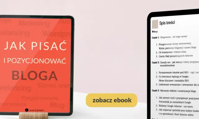 Post powitalny na FB: "Jak pisać i pozycjonować bloga". Ebook z poradami dla twórców.