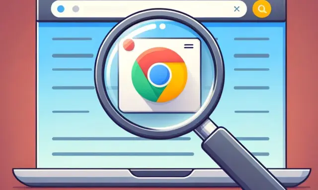 Lupa powiększa ikonę przeglądarki Chrome, wyjaśniając, czym jest favicon.