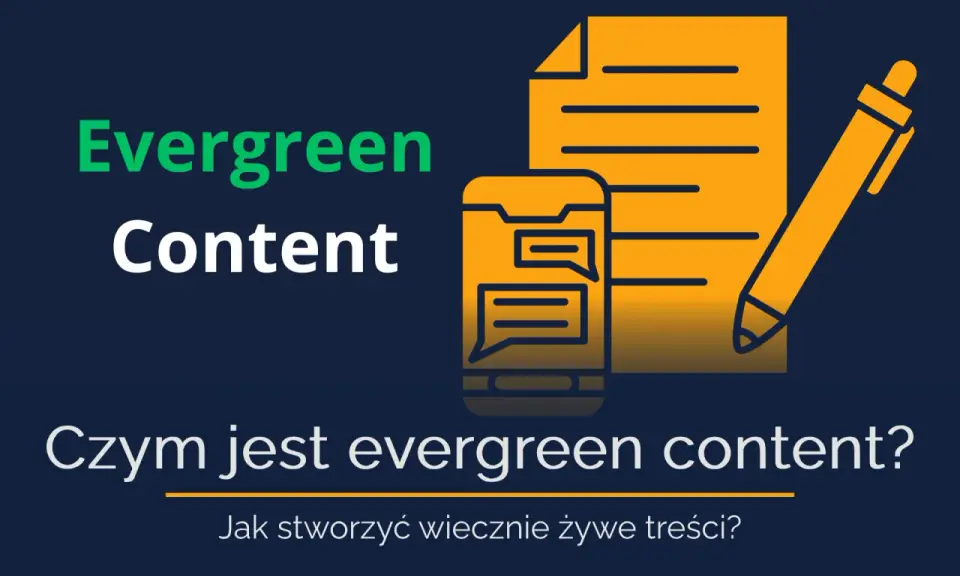 Evergreen content: jak tworzyć treści, które zawsze są aktualne? Ikony dokumentu, telefonu i długopisu.