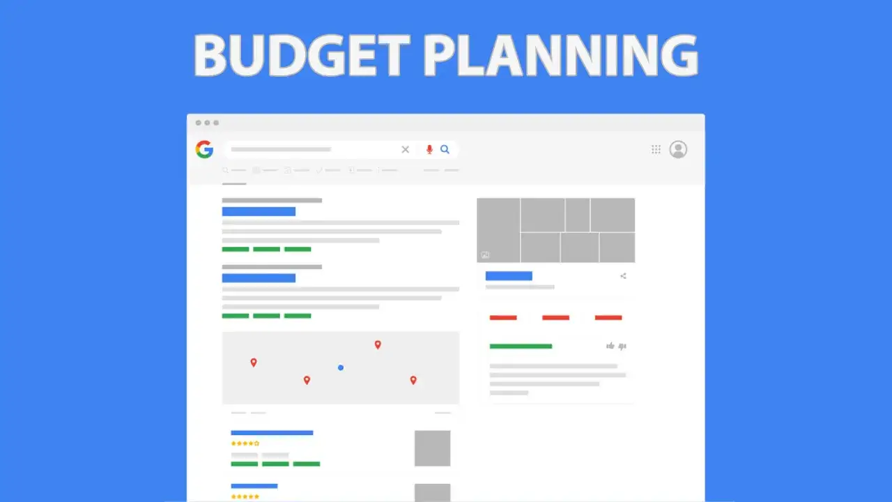Wizualizacja przedstawia ekran z wynikami wyszukiwania Google, ilustrujący kampanię Google Ads krok po kroku.